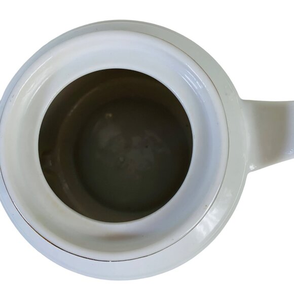 Retro 70s MCM Tea Pot Orange Flower Child Mod Groovy Motif Daisy Kitchen Decor - Picture 10 of 13